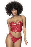 Ensemble lingerie Deux Pièces "Wet Look" Rouge