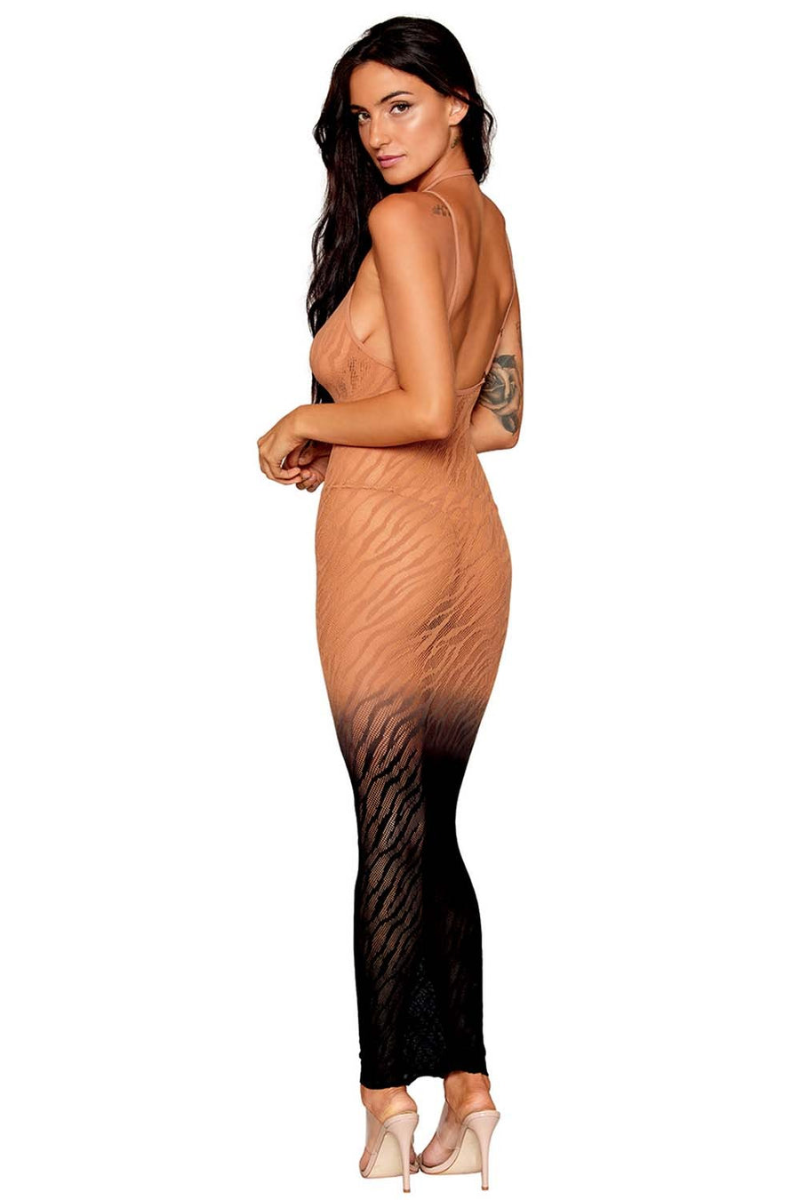 Robe bodystocking avec motifs zèbre, aux couleurs cuivrées – Dreamgirl | Voyage Sensuel