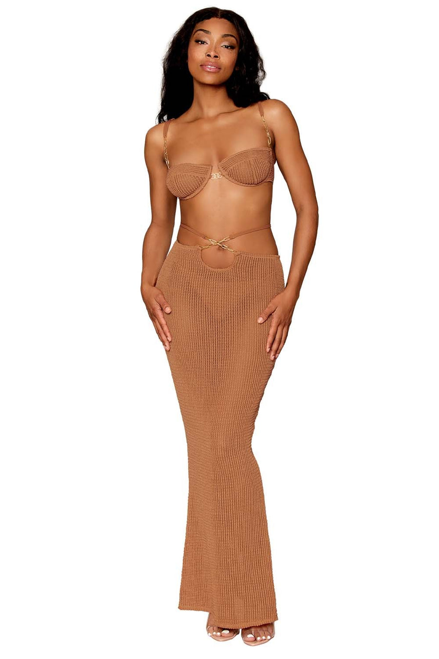 Jupe longue et soutien-gorge avec chaine doré – Dreamgirl | Voyage Sensuel