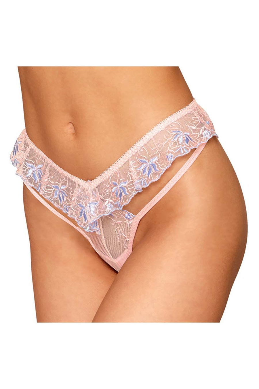 String avec broderie florale rose avec taille en forme de « V » – Dreamgirl | Voyage Sensuel