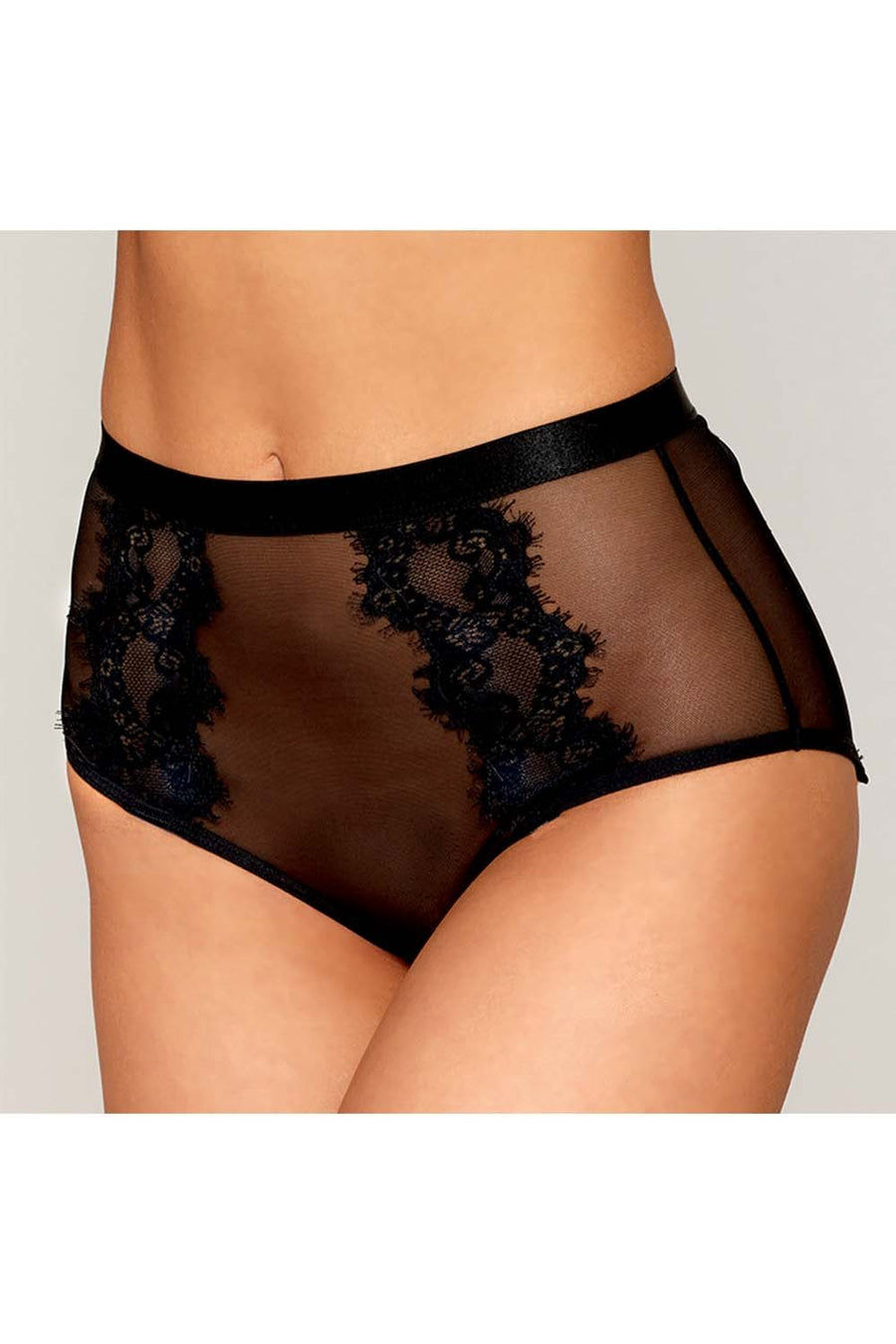 Culotte en résille et dentelle noire avec jarretelles roses – Dreamgirl | Voyage Sensuel