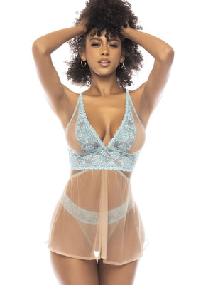 2 en 1 Nuisette et ensemble 2 pièces Abilene en dentelle et résille transparente