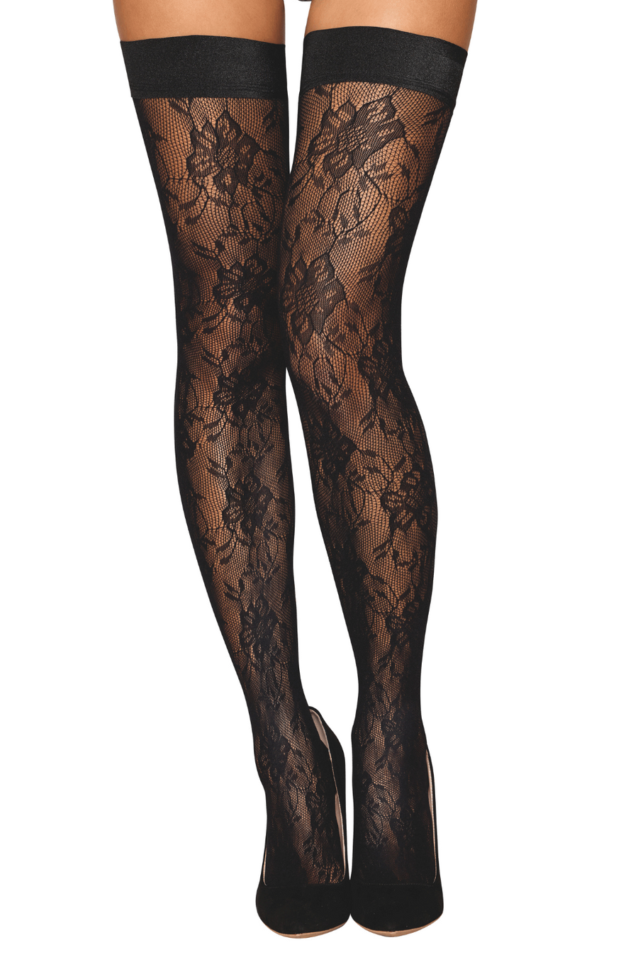Bas autofixant fantaisie noir – Dreamgirl | Voyage Sensuel