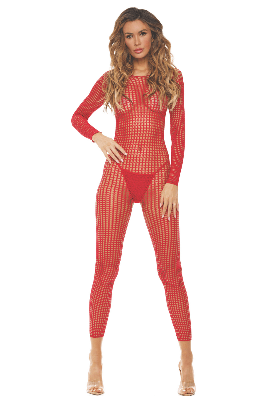 Bodystocking rouge ouvert à l'entrejambe – René Rofé | Voyage Sensuel