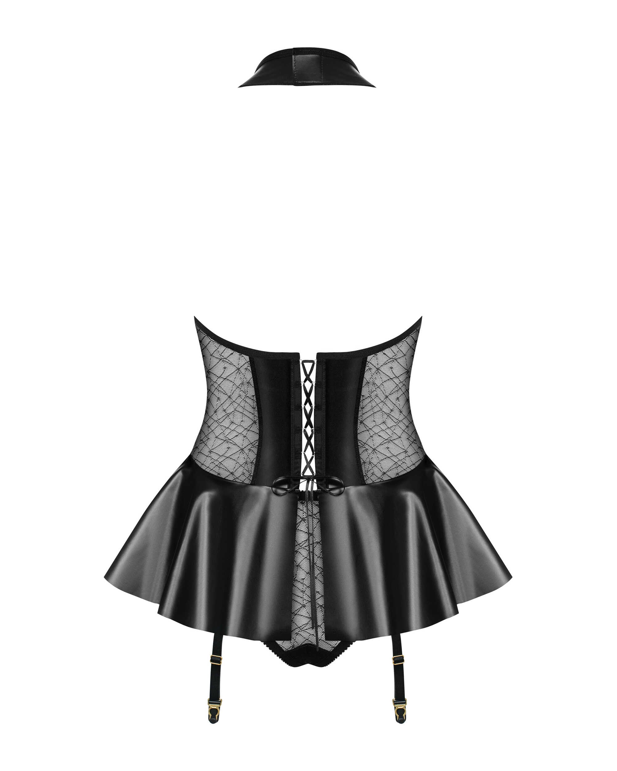 Séraphine - Guêpière dentelle baleinée noir
