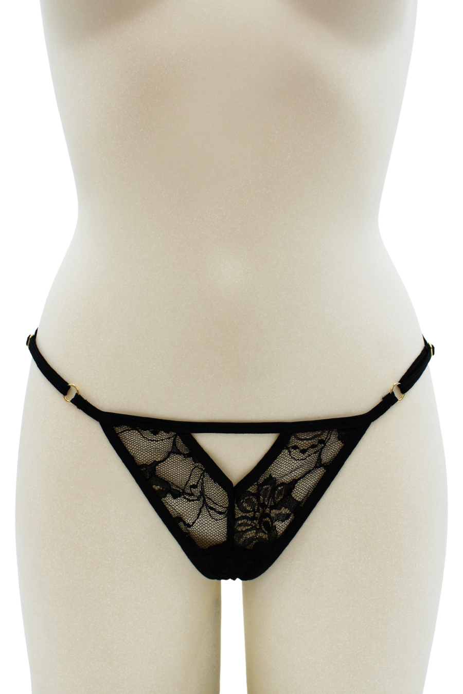 String noir avec bijou perle & strass dorés – Be Lily Panties | Voyage Sensuel