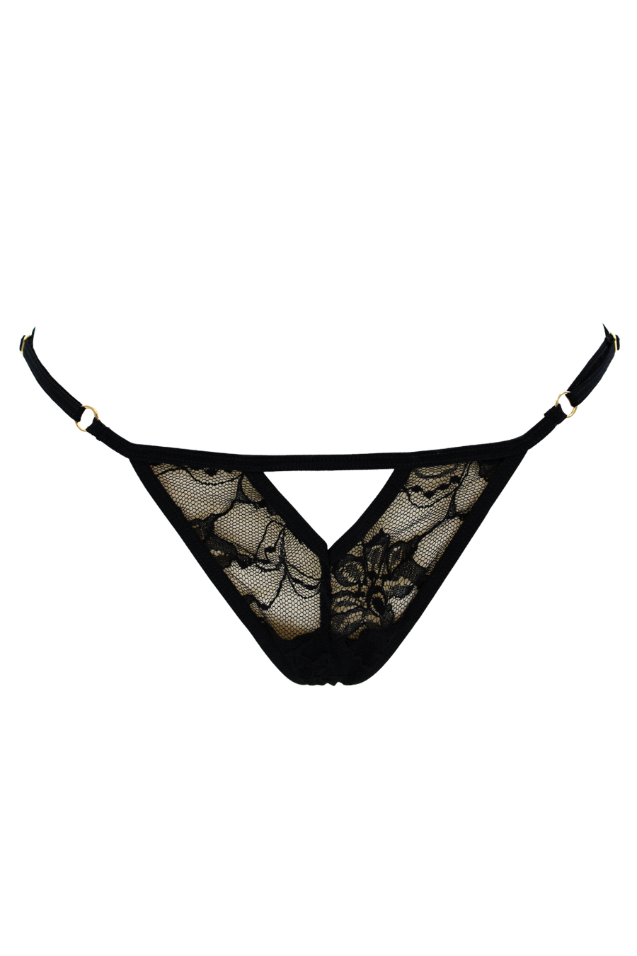 String noir avec bijou perle & strass dorés – Be Lily Panties | Voyage Sensuel