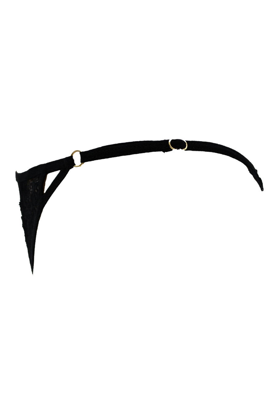 Tanga noir en dentelle avec bijou losanges dorés – Be Lily Panties | Voyage Sensuel