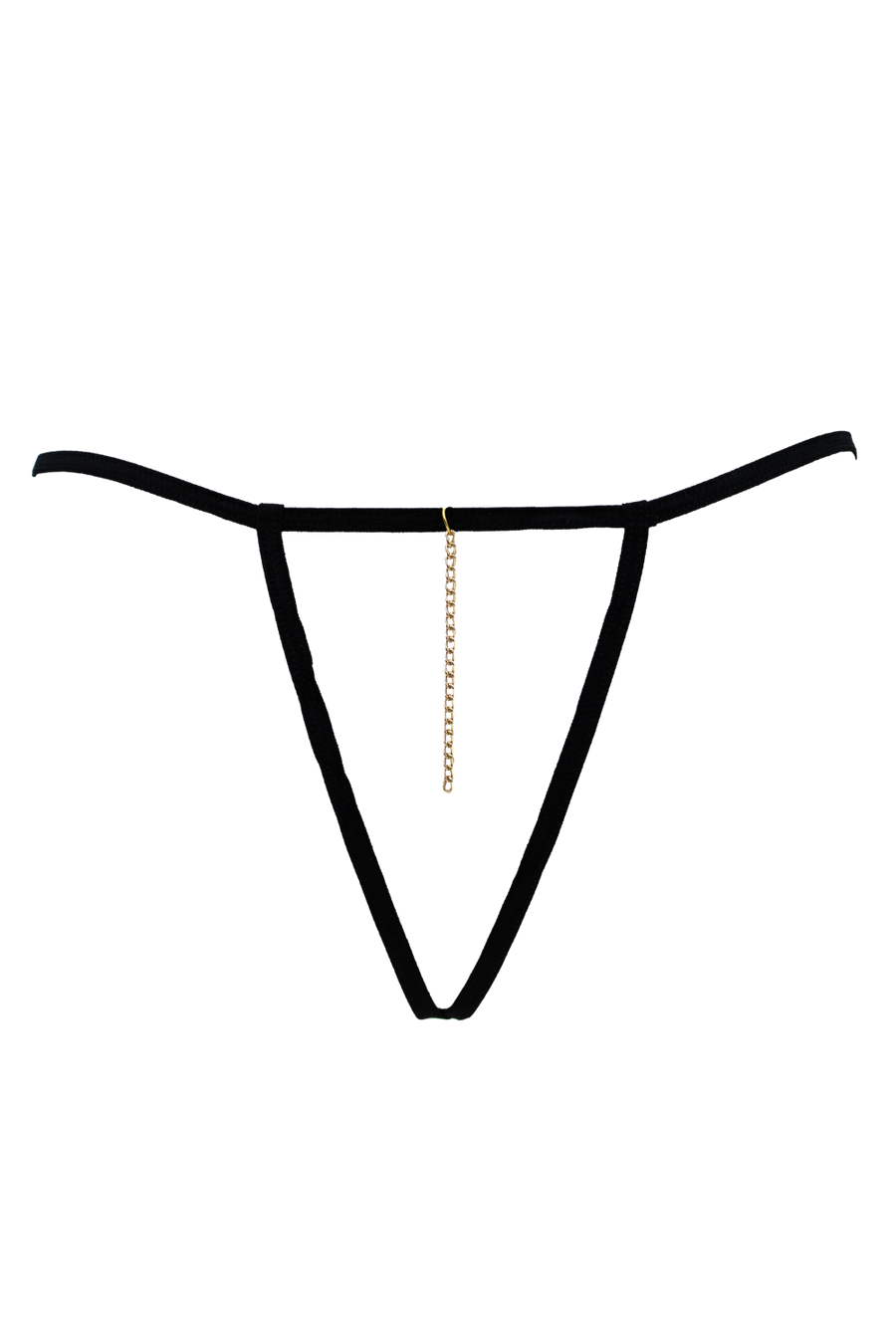 String noir en dentelle avec bijou et chaîne dorée – Be Lily Panties | Voyage Sensuel