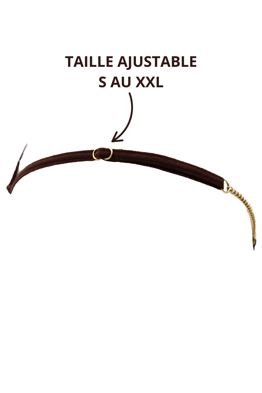 String en dentelle marron ouvert avec chaînes dorées – Be Lily Panties | Voyage Sensuel