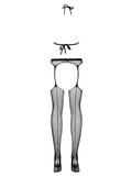 Elya - Bodystocking résille dentelle stretch noir