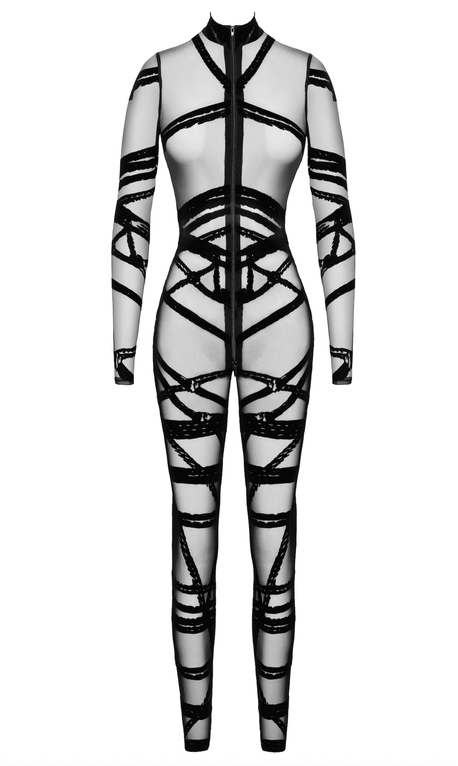 Catsuit en tulle transparent – Noir | Voyage Sensuel