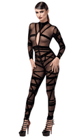 Catsuit en tulle transparent – Noir