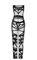 Robe sexy en tulle transparent à motifs – Noir