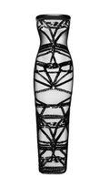 Robe sexy en tulle transparent à motifs – Noir