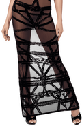 Robe sexy en tulle transparent à motifs – Noir