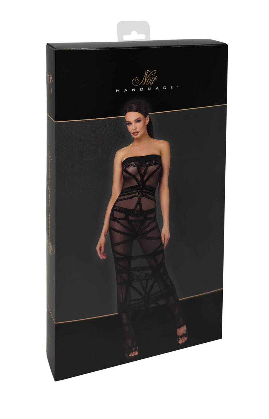 Robe sexy en tulle transparent à motifs – Noir | Voyage Sensuel