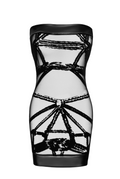 Minirobe en tulle transparent à motifs – Noir