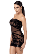 Minirobe en tulle transparent à motifs – Noir