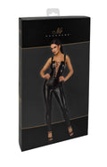 Catsuit luxueux en wetlook – Noir