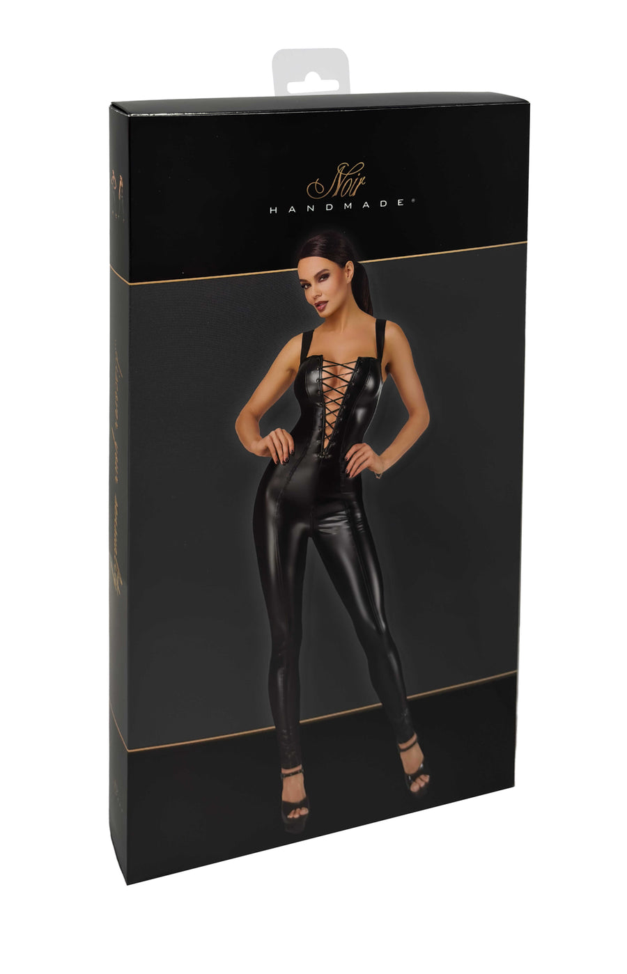 Catsuit luxueux en wetlook – Noir | Voyage Sensuel