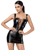 Minirobe romantique en wetlook – Noir