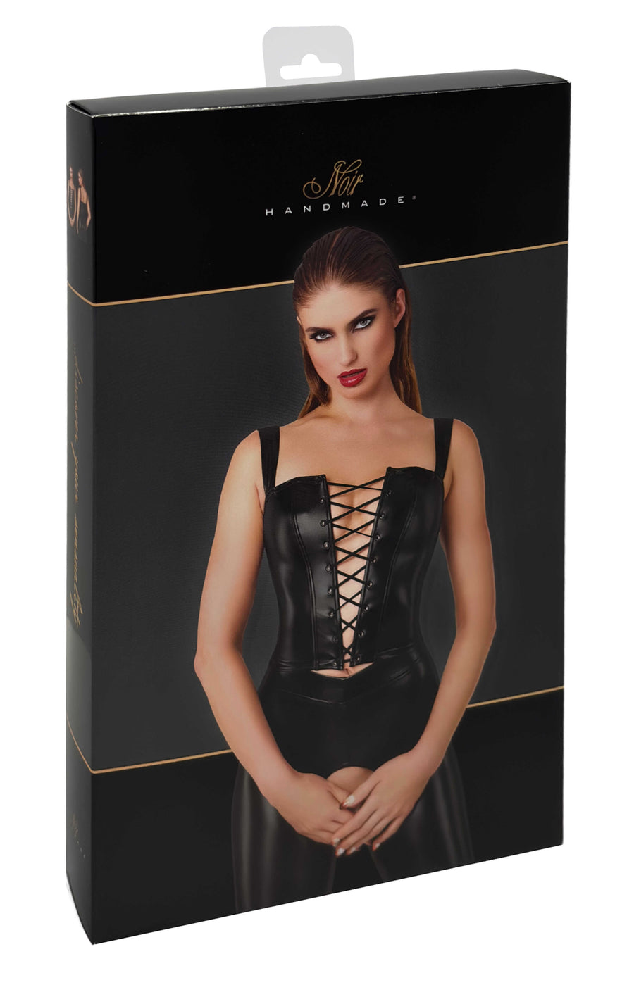 Guêpière chic en wetlook – Noir | Voyage Sensuel