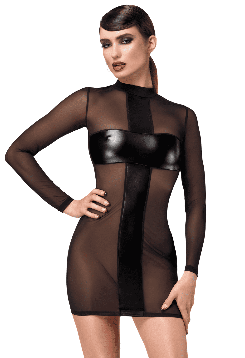 Minirobe en tulle transparent – Noir