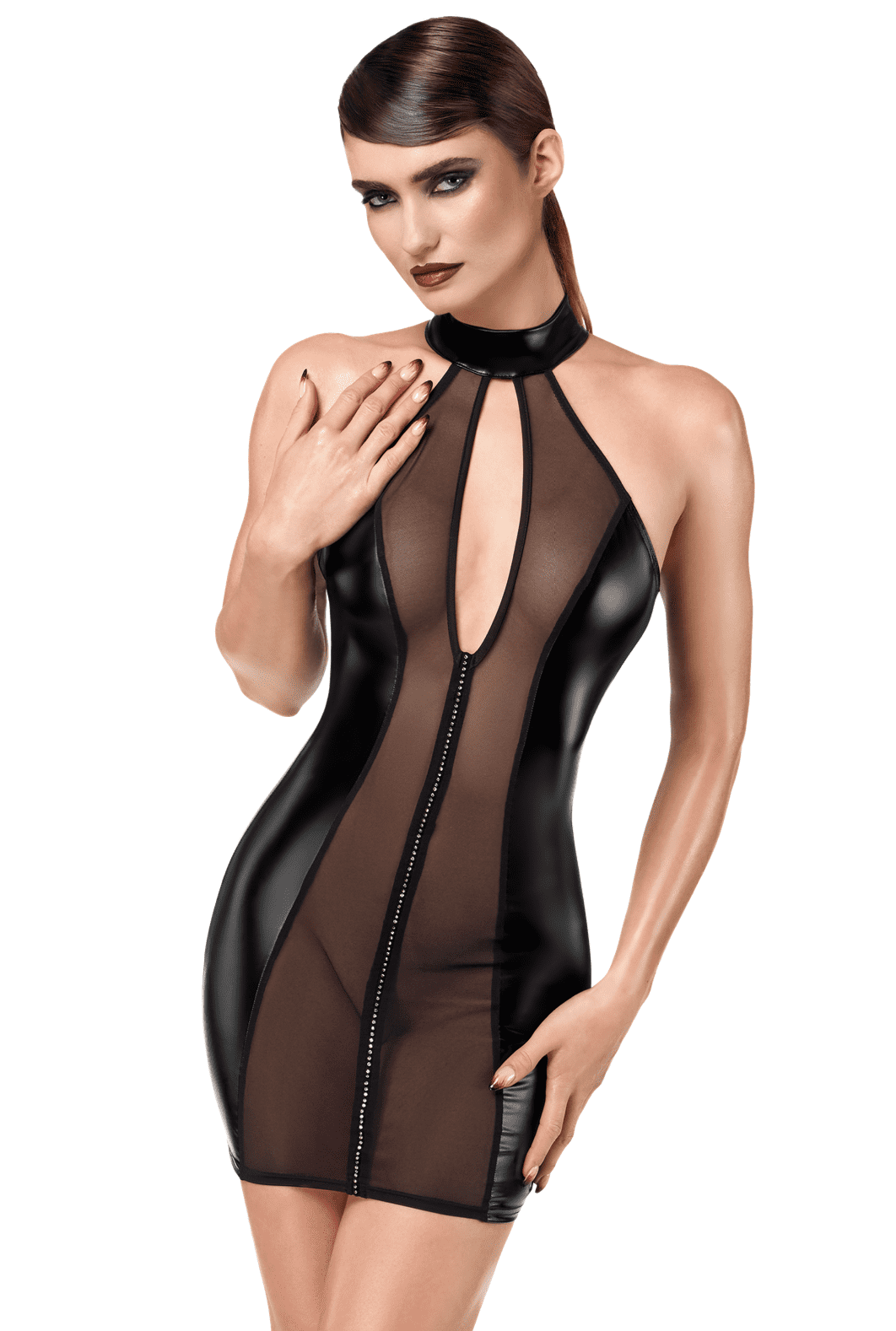 Minirobe chic en tulle transparent – Noir
