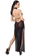 Robe sexy en tulle transparent ouvert – Vert – Noir