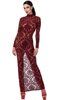 Robe sexy en tulle transparent à motifs ouvert – Vert – Noir