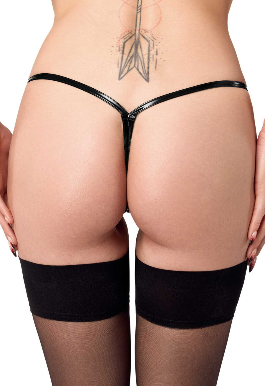 Short sexy en PVC brillant – Argent – Noir | Voyage Sensuel