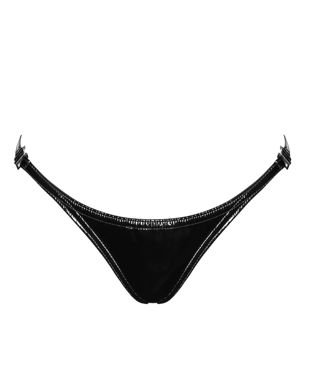 Short sexy en PVC brillant – Argent – Noir | Voyage Sensuel