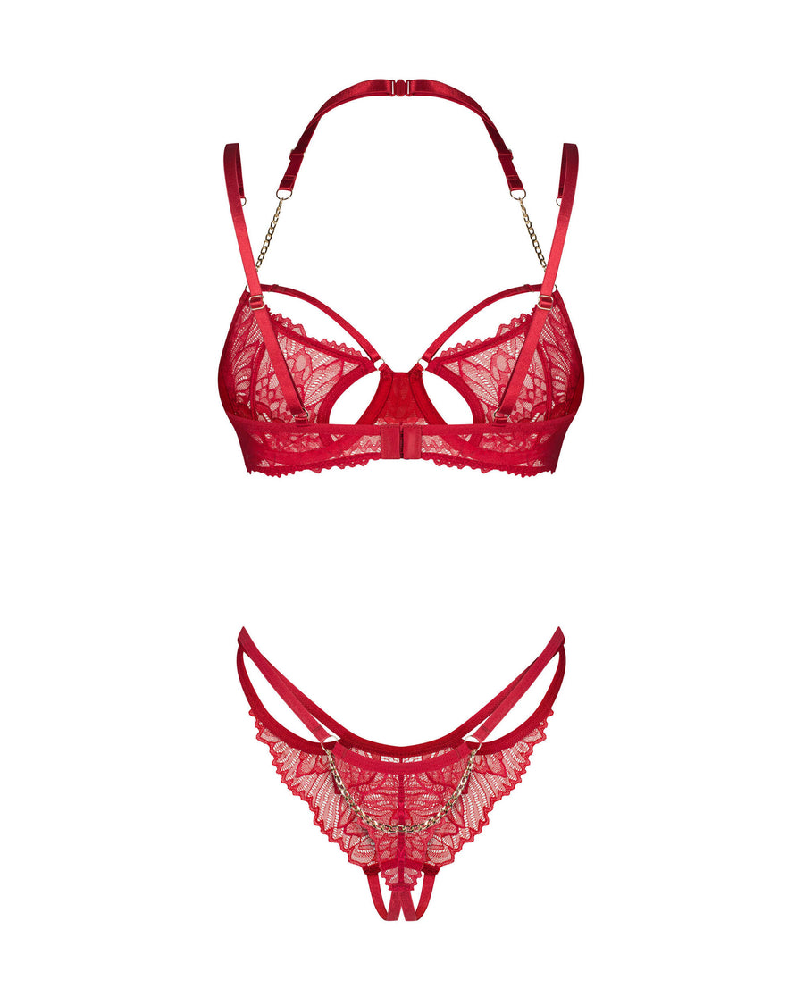 Matildea ensemble lingerie ouvert rouge | Voyage Sensuel
