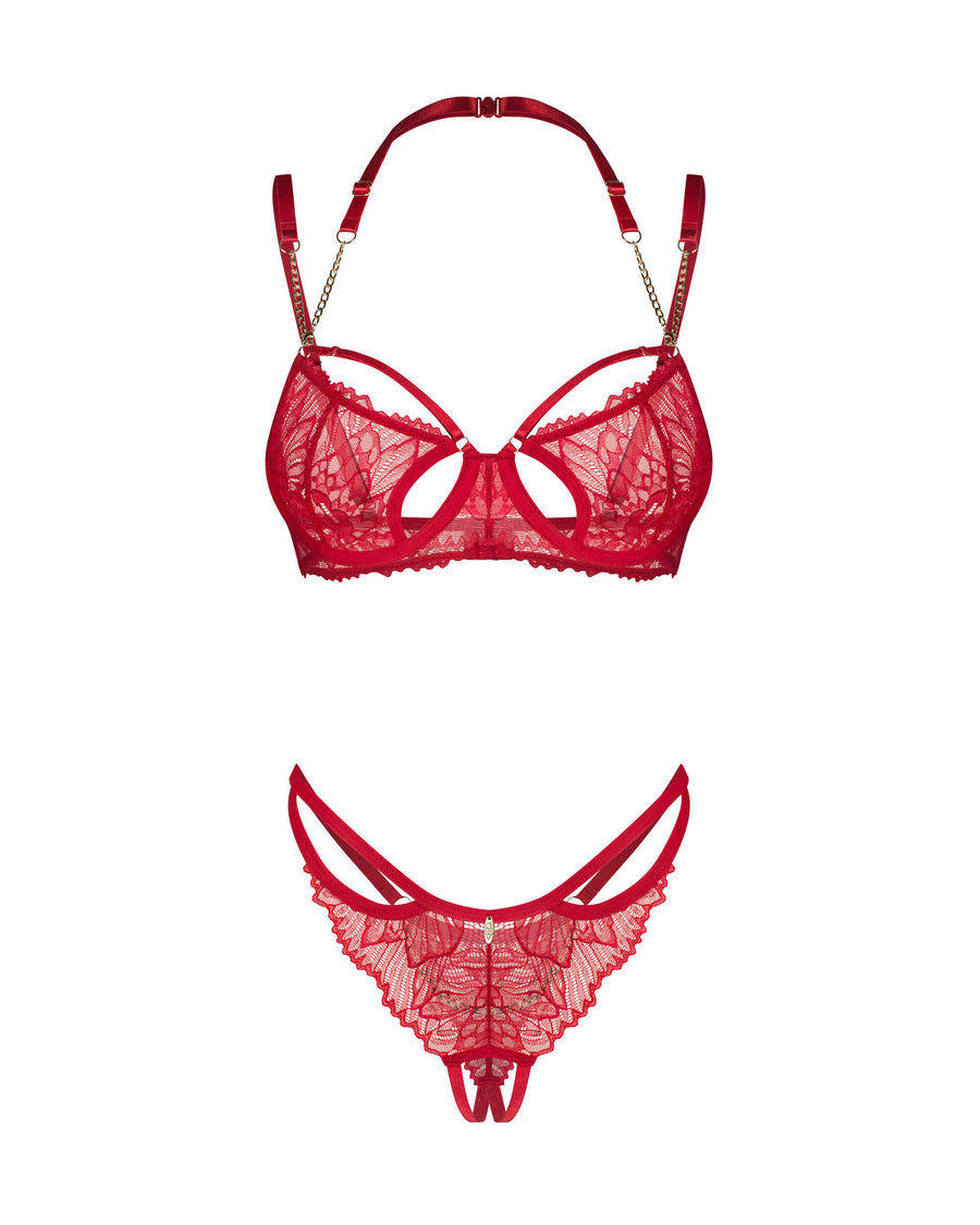 Matildea ensemble lingerie ouvert rouge | Voyage Sensuel