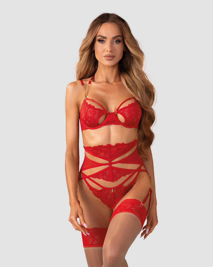 Matildea ensemble lingerie ouvert rouge | Voyage Sensuel