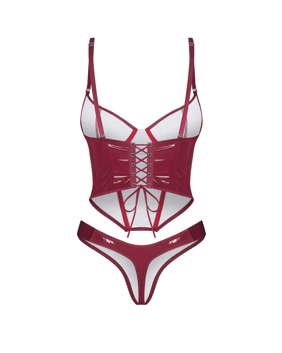 Redya Corset et string rouge | Voyage Sensuel