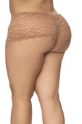 Shorty grande taille en dentelle couleur taupe