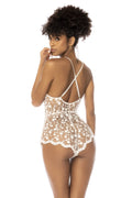 Body blanc transparent Celina avec dentelle brodée florale, bretelles ajustables