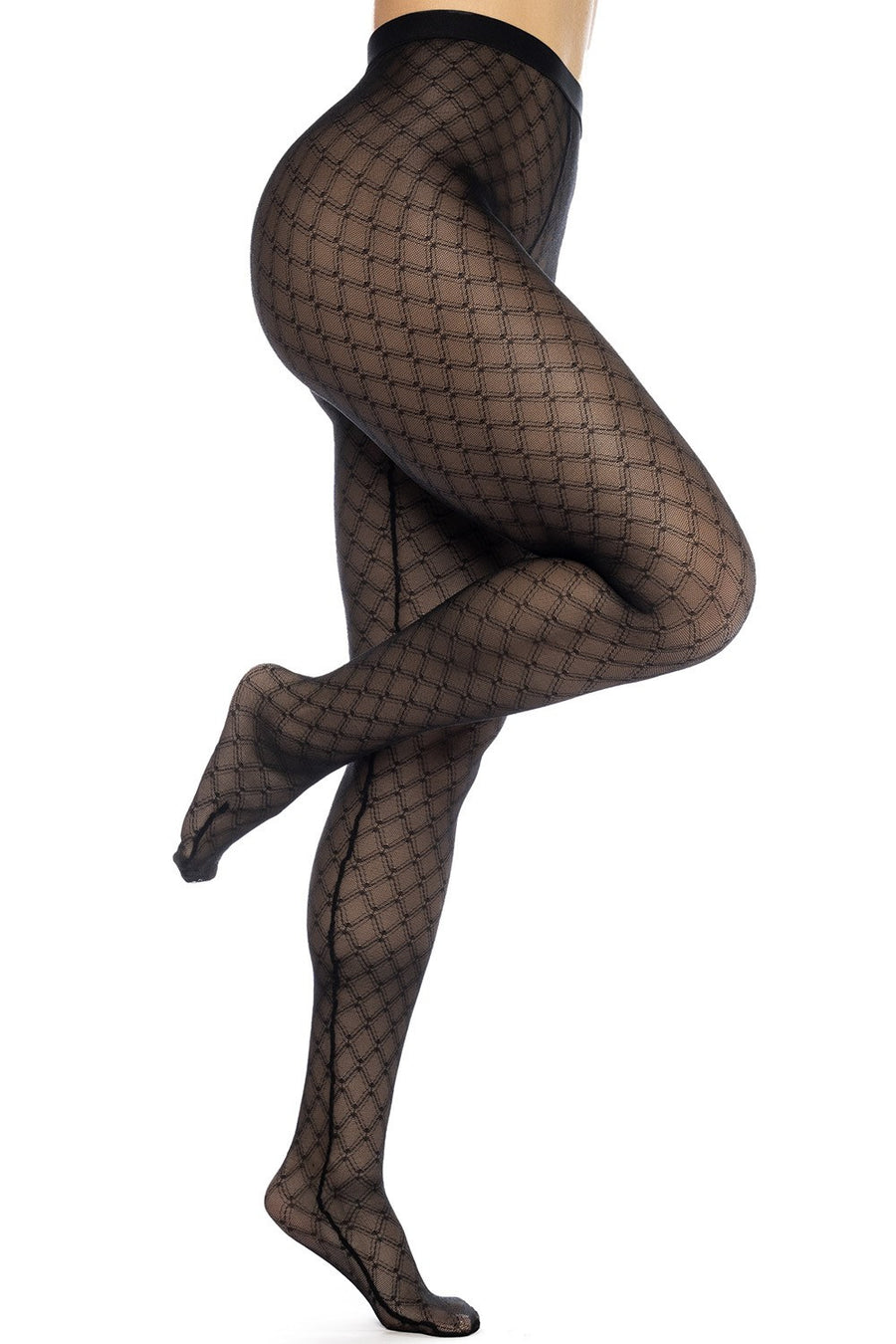 Collant résille noire transparent imprimé | Voyage Sensuel