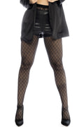 Collant résille noire transparent imprimé