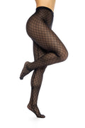 Collant résille noire transparent imprimé
