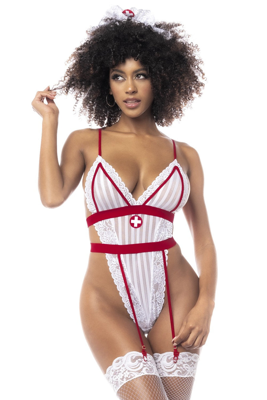 Costume infirmière avec body et serre-tête | Voyage Sensuel