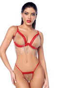 Ensemble 2 pièces à franges strass