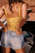 Body string jaune brodé