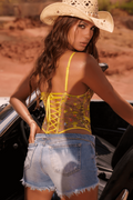 Body string jaune brodé