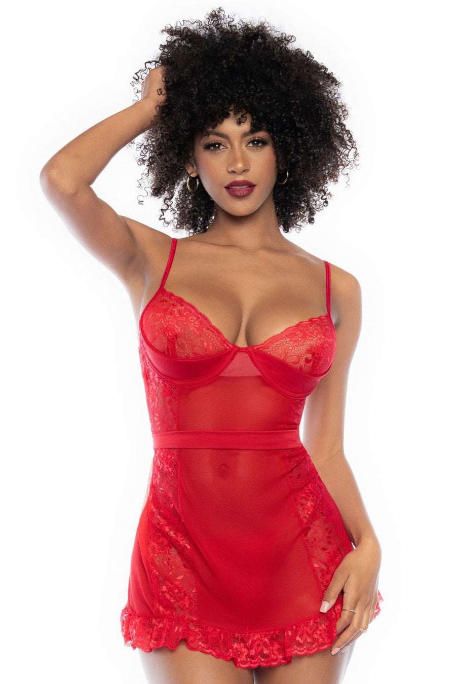 Nuisette rouge et string assorti | Voyage Sensuel