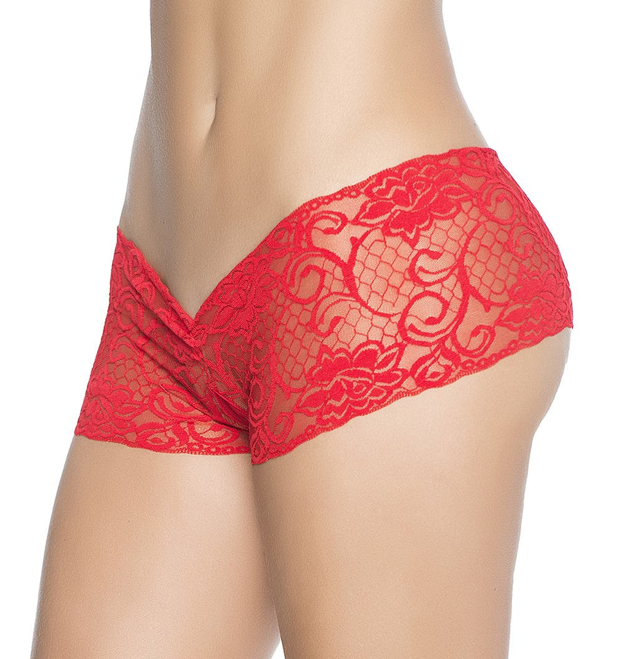 Shorty ouvert à l'entrejambe rouge | Voyage Sensuel
