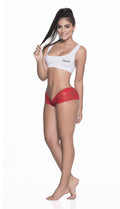 Shorty ouvert à l'entrejambe rouge