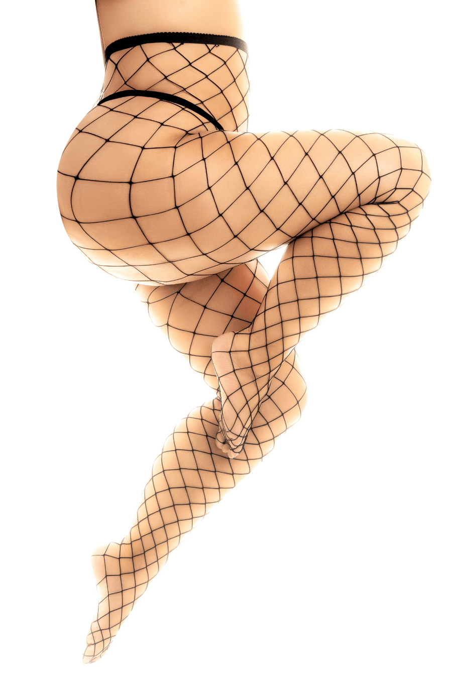Collant grande taille large maille noire | Voyage Sensuel